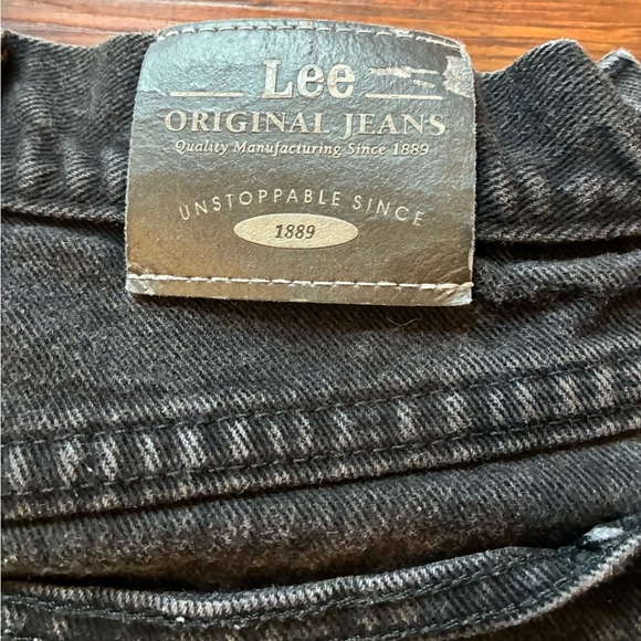 Vintage Lee High Rise Black Mom Jeans Tapered Leg 90s Grunge Size 12 M - Picture 12 of 15